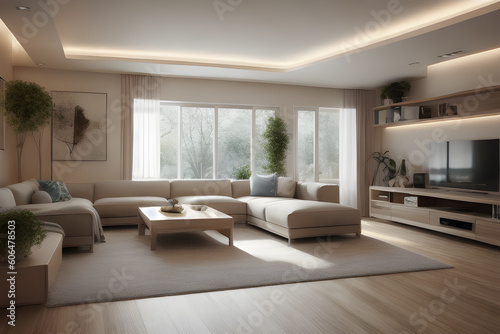 Beautiful interior design  concept  rooms. Generative AI