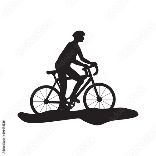 vector silhouette of a person on a bicycle