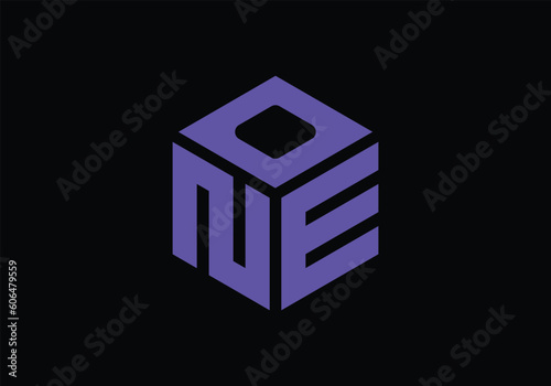 NEO Initial Monogram Letter one Logo Design Vector Template n e o Cube Polygon Letter Logo Design