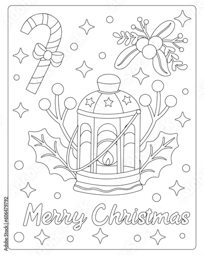 Christmas Coloring Pages, Christmas Vector, Christmas illustration, Black and white, Christmas Coloring pages