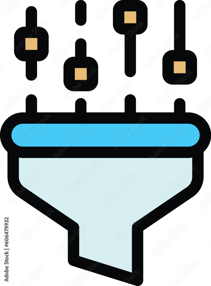 Content funnel icon. Outline Content funnel vector icon for web design isolated on white background color flat Content funnel icon. Outline Content funnel vector icon for web design isolated on white background color flat