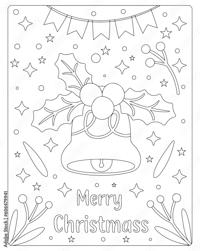 Christmas Coloring Pages, Christmas Vector, Christmas illustration