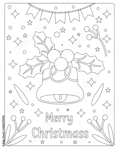 Christmas Coloring Pages, Christmas Vector, Christmas illustration, Black and white, Christmas Coloring pages