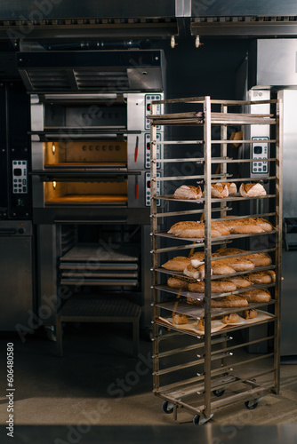bakery fresh and aromatic bread lies on the shelves of the craft production of flour products