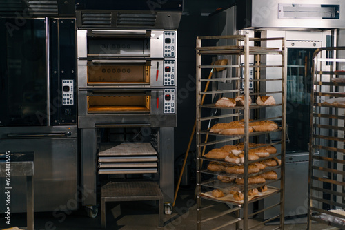 bakery fresh and aromatic bread lies on the shelves of the craft production of flour products