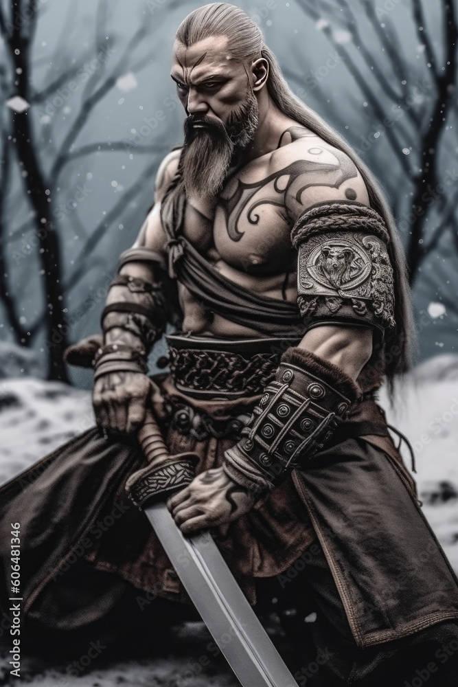 Warrior with sword. AI generated art illustration. Warrior with sword. AI generated art illustration.