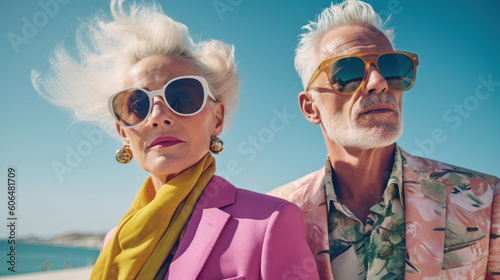 Portrait of a stylish elderly couple created with generative AI technology © Neuroshock