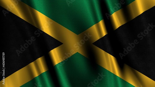 The graceful fluttering of the Jamaica flag as it dances in the gentle breeze. 