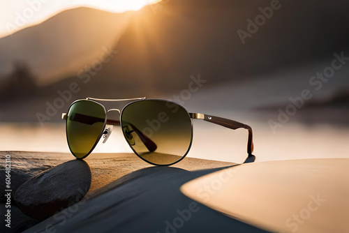 Photo cool aviator style sunglasses advertising template