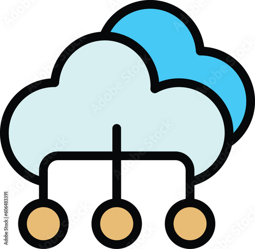 Filter search data cloud server icon. Outline Filter search data cloud server vector icon for web design isolated on white background color flat