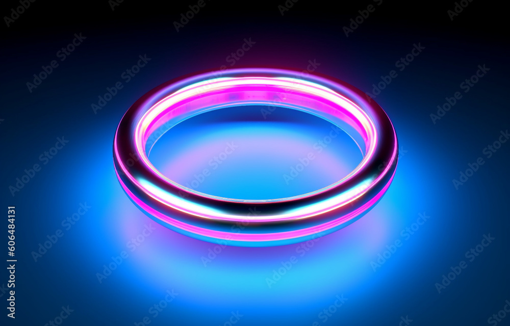 Neon ring pink blue background made with AI generative technology Neon ring pink blue background made with AI generative technology