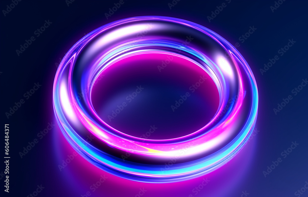 Neon ring pink blue background made with AI generative technology Neon ring pink blue background made with AI generative technology