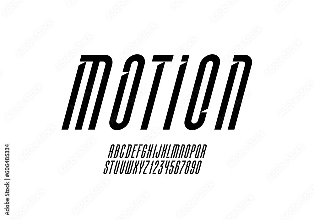 Longest font, high alphabet, croppered italic letters and numbers made Internal angled serifs