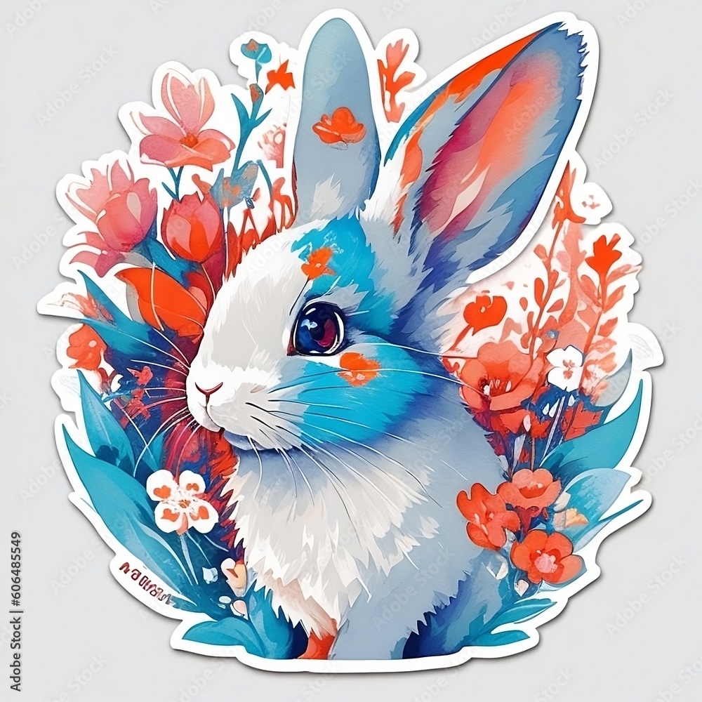 easter bunny with easter eggs, Hop into Joy: Iconic Rabbit Stickers to Capture Hearts on Adobe Stock - Top Search for Playful and Whimsical Designs!