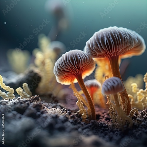 Alien mushroom fungus macro image