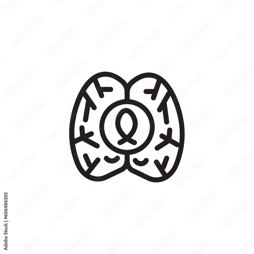 Brain Cancer Ribbon Outline Icon Brain Cancer Ribbon Outline Icon