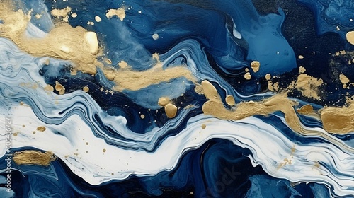  Navy blue and gold marble with Generative AI