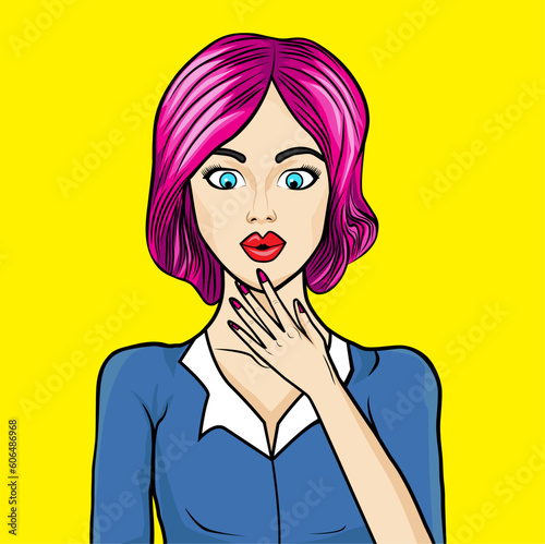 suprised expression girl . Pop art vintage suprised expression girl . Pop art vintage suprised expression girl . Pop art vintage 