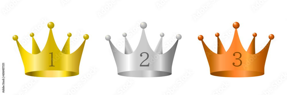 Fototapeta premium Ranking icon with 1,2,3 numbers in crown. Award ceremony concept.