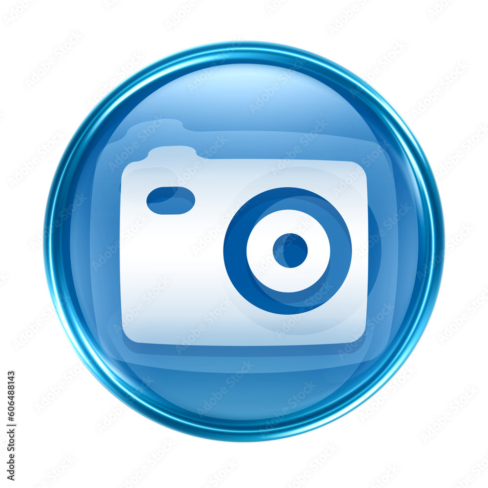Camera icon blue, isolated on white background Camera icon blue, isolated on white background