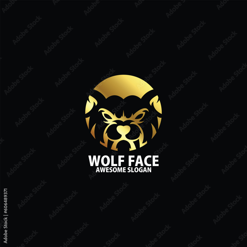 wolf face logo design luxury icon