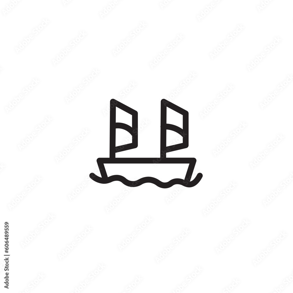 Boat Sailor Sea Outline Icon