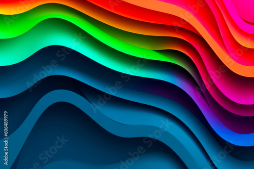 Multicolored abstract background with wavy lines and curves of varying colors. Generative AI.