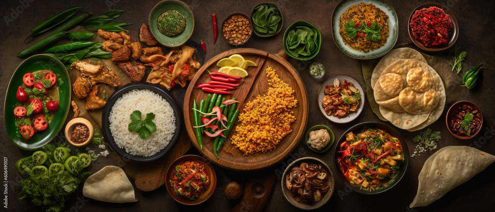 Assortment of traditional Indonesian foods