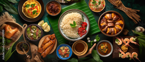 Assortment of traditional Indonesian foods