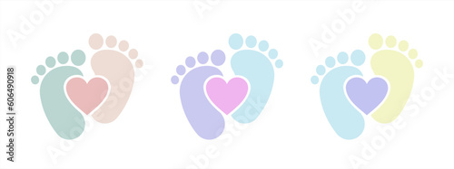 Baby foot barefoot heart icon. Vector illustration.