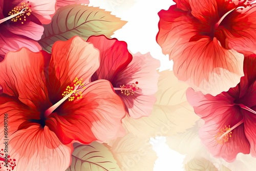 The illustration of colorful hibiscus flowers  AI contents by firefly
