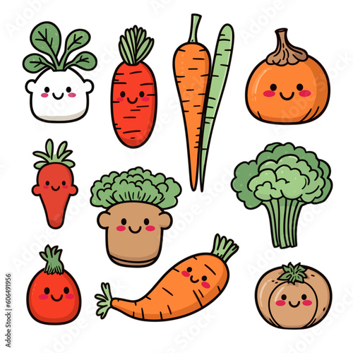 set of cartoon vegetables