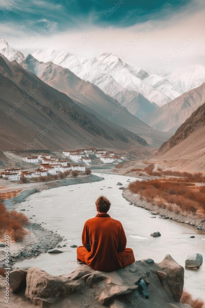 Awe-Inspiring Ladakh Software Engineer Lost in Thought Imagining a High-Quality Dreamy Journey to this Aesthetic Destination generative ai