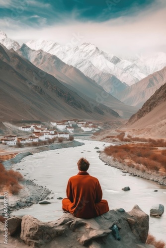 Awe-Inspiring Ladakh Software Engineer Lost in Thought Imagining a High-Quality Dreamy Journey to this Aesthetic Destination generative ai