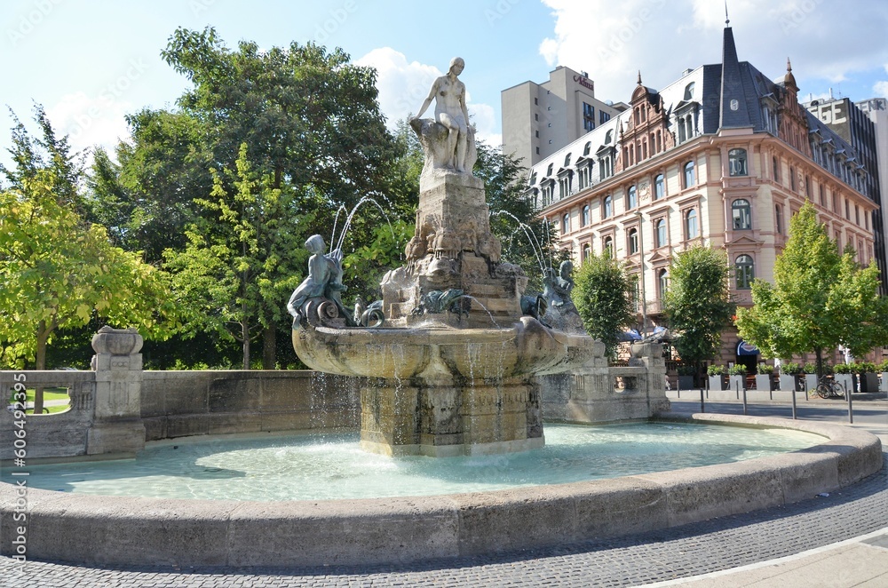Frankfurt, Germany 08.26.2018: Frankfurt city at Fountain of Fairy Tales