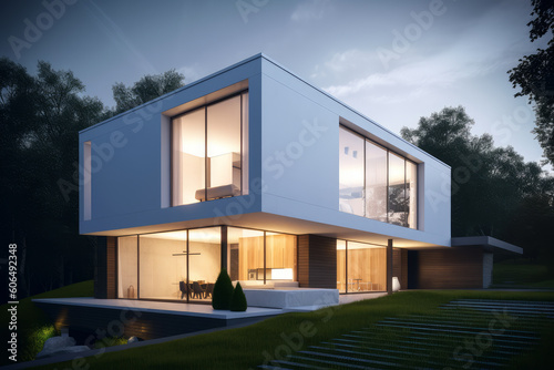 Ai generated illustration of modern cubic villa photo