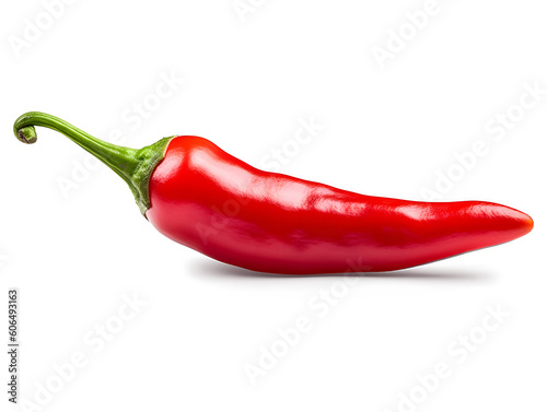 Red hot chili pepper isolated on transparent and white background, png