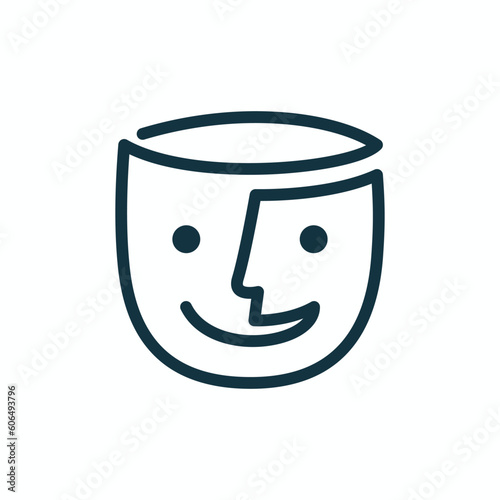 An abstract sign of two face smiling. Isolated Vector Illustration