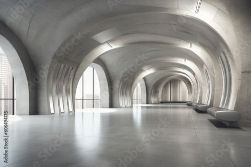 Architectural design of modern concrete hall  Generative ai