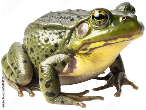 American bullfrog isolated on a white background as transparent PNG, generative AI animal