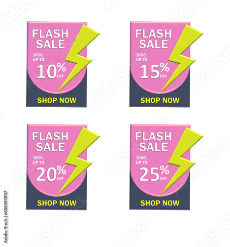 set tag flash sale discount pink color variation 3D
