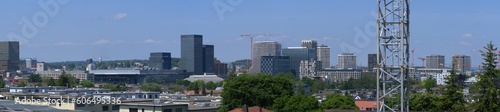 Wide angle view of skyline of City of Z  rich North on a sunny spring day. Photo taken May 26th  2023  Zurich  Switzerland.