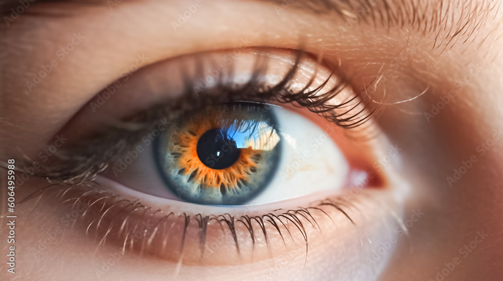 Fototapeta premium macro photograph showcasing the natural beauty of an eye, capturing intricate details and mesmerizing colors with exquisite clarity. generative AI.