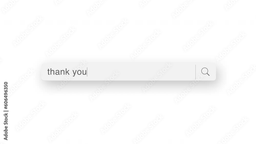 thank you search query, Internet web page with search bar and blinking cursor on white background, 4K internet search animation thank you search query, Internet web page with search bar and blinking cursor on white background, 4K internet search animation