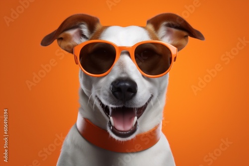 dog animal portrait background student smile funny isolated pet cute sunglasses. Generative AI. © SHOTPRIME STUDIO