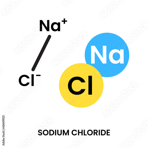 Sodium chloride common salt chemical compound icon illustration design vector photo