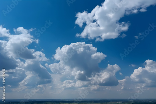 Ai generated illustration of blue sky background with clouds