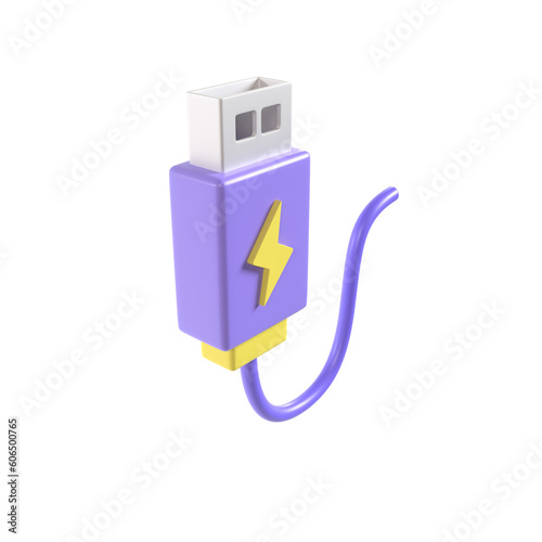 usb cable 3d illustration isolated on white background