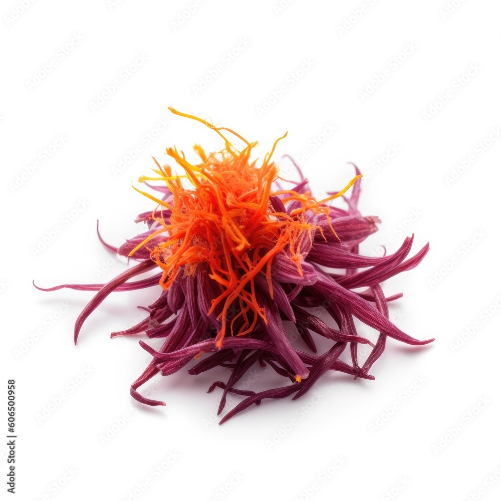 Fototapeta premium Saffron isolated on white background. Generative AI