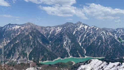 Overlooking Tateyama ,Kurobe Dam and Kurobe Lake. The surrounding Kurobe Gorge is popular as well and is accessible by the Tateyama Kurobe Alpine Route. photo